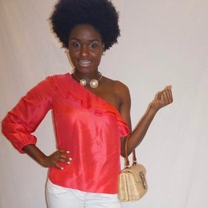 J.Crew Silk Ruffled One Sleeve Top